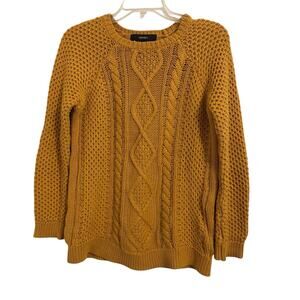 Forever 21 Chunky Cable Knit Mustard Yellow Sweater